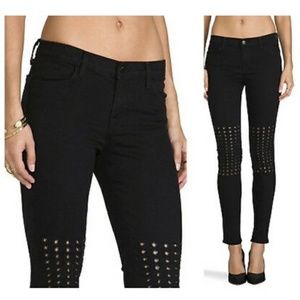J Brand Ingrid Mid Rise Photo Ready Embellished Piano Black Skinny Jeans 28 NWT